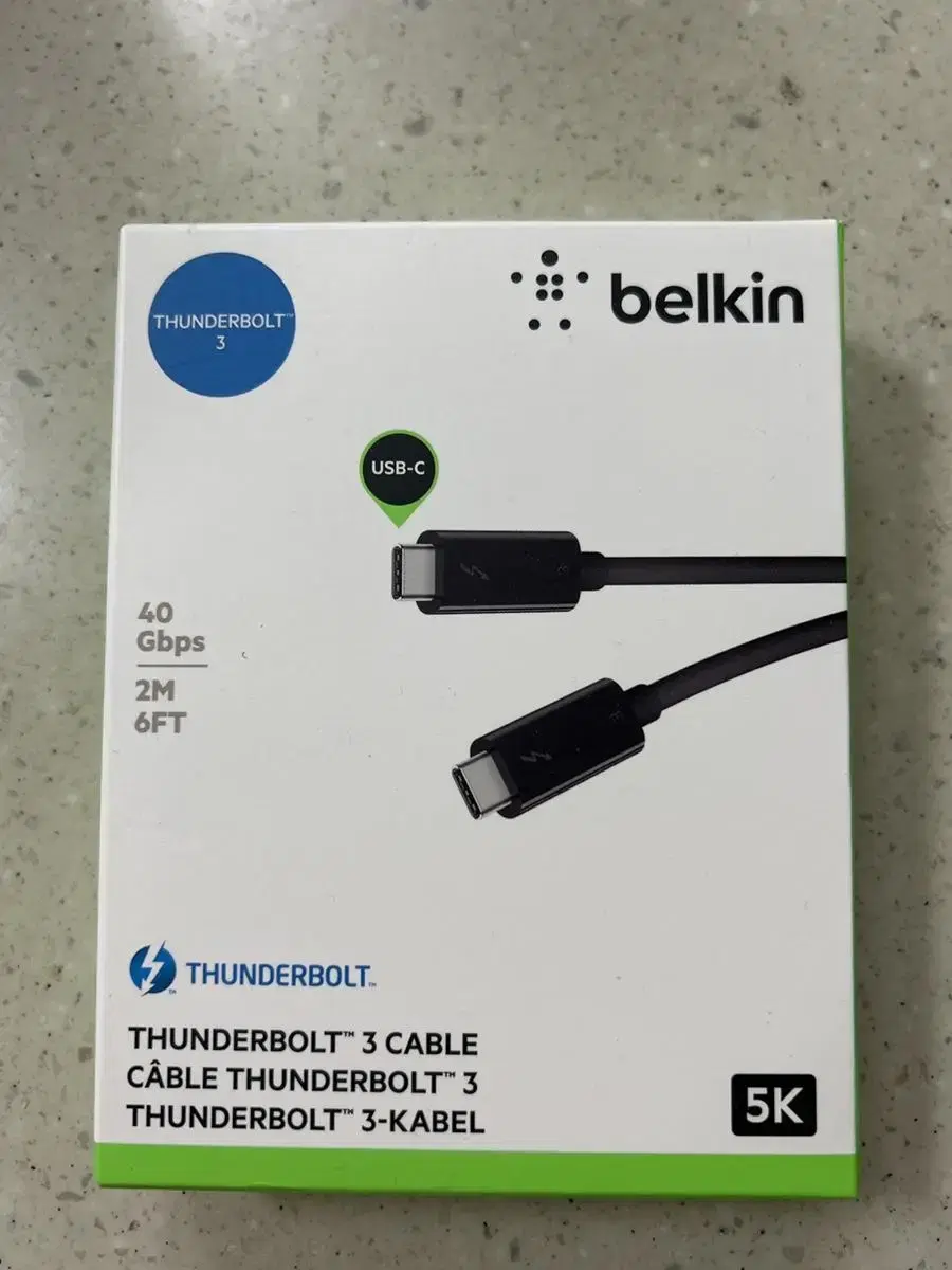 벨킨 thunderbolt 3 cable (40Gbps, 2m)